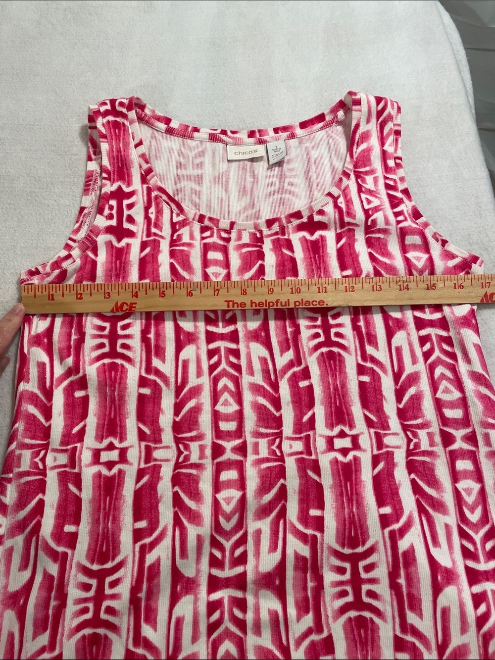 Chico's Hot Pink and White Geometric Tank - Picture 3 of 6